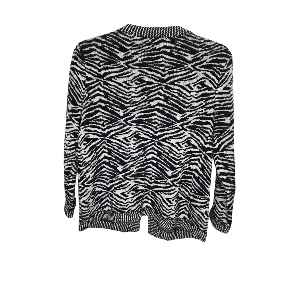 Chico's Zebra Print Open Front Cardigan Pockets Cotton Blend - Women's - Picture 10 of 12